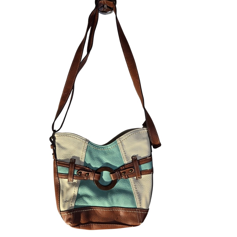 b.o.c. Born Concept Crossbody Cream Teal Brown Colorblock Pebbled Vegan Leather